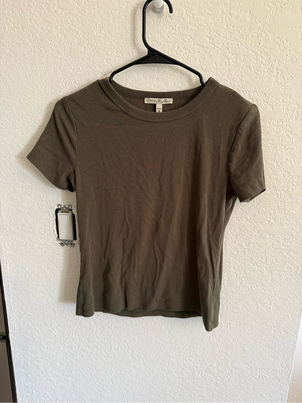 Express Olive Green Short Sleeve Crewneck Tee - Women
